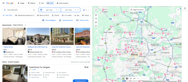 Distribuzione Alberghiera dentro Google Travel