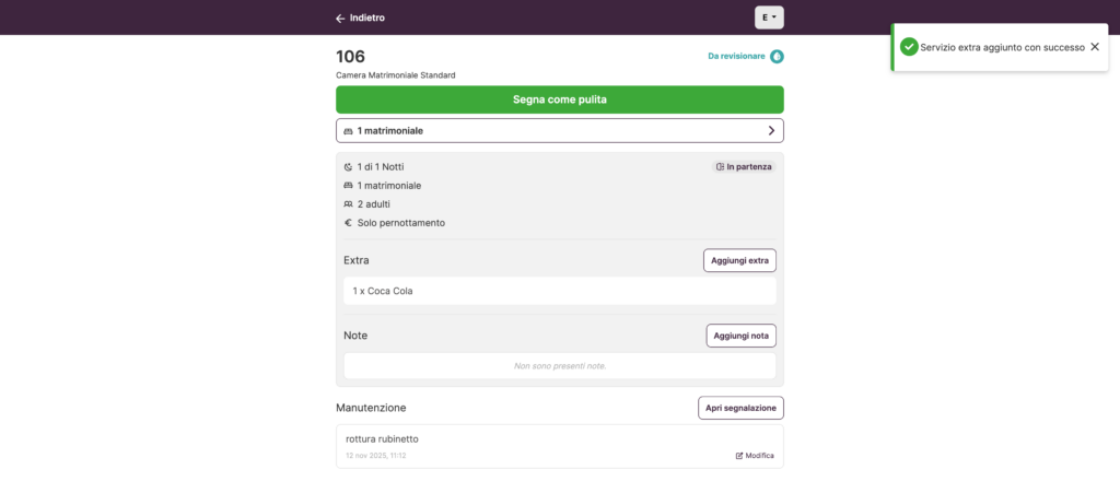 Esempio Schermata App Housekeeping Digitale Hotel